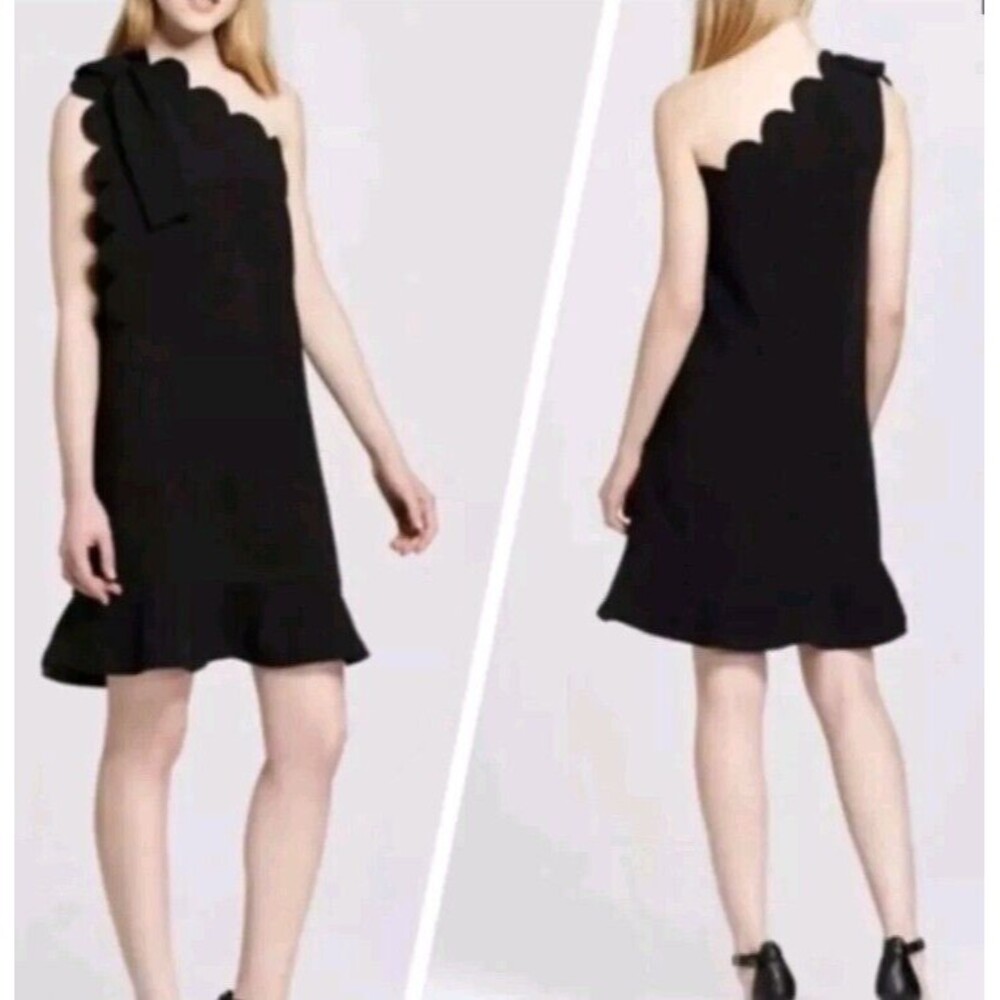 Victoria Beckham For Target Women’s Sz XS Black Scalloped One Shoulder Bow Dress